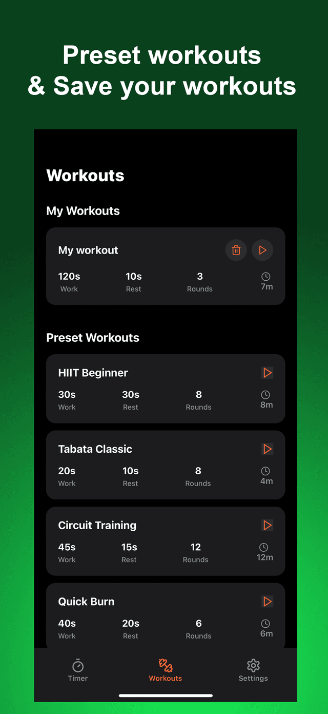 Preset Workouts